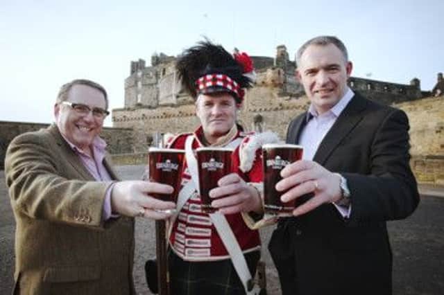 Stephen Duncan of Historic Scotland and Andy Maddock, Caledonian Brewery toast the collaboration beer.
 
 
Picture: submitted