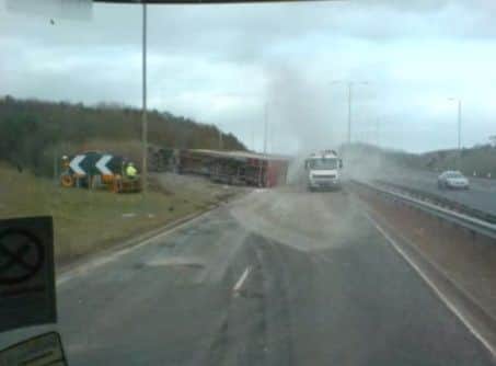 A dash-cam image showing a crash in Aberdeenshire