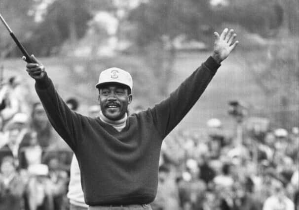 Charlie Sifford celebrates winning the 1969 LA Open, six years after he became a PGA member. Picture: AP