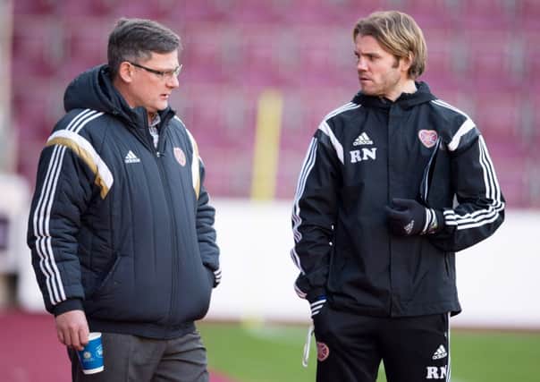 Hearts director of football Craig Levein and head coach Robbie Neilson. Picture: SNS