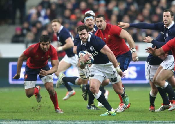 Alex Dunbar of Scotland breaks with the ball during the RBS Six Nations match. Picture: Getty