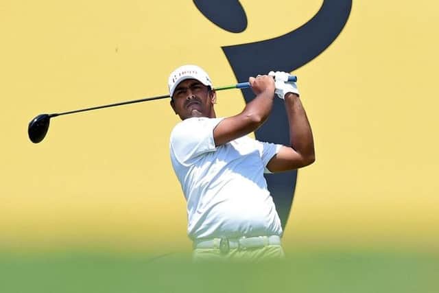 Anirban Lahiri tees off on the 12th hole on his way to his first European Tour victory in Kuala Lumpur. Picture: Getty