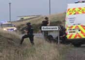 Armed police respond to the incident on Shetland involving Samuel Barlow and an airgun last September  his father said the teenager was trying to get himself killed. Picture: BBC