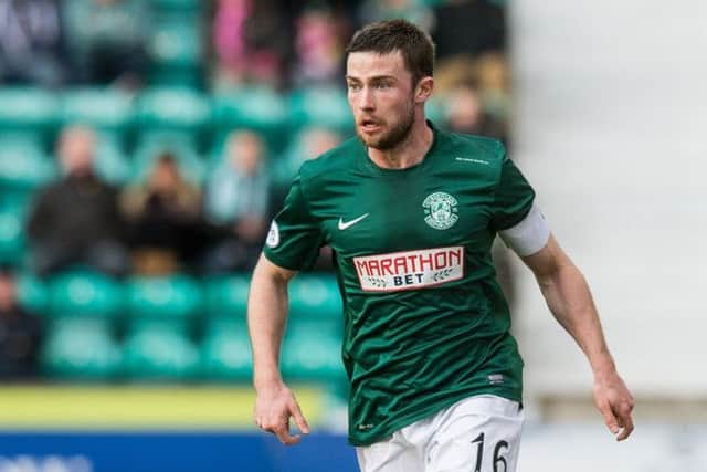 Lewis Stevenson was handed the captain's armband for Hibs' clash with Arbroath. Pic: Ian Georgeson. He made his debut for Hibs against Ayr in 2005