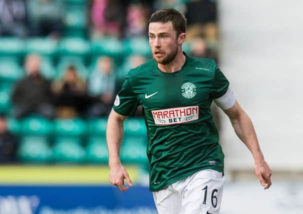 Lewis Stevenson was handed the captain's armband for Hibs' clash with Arbroath. Pic: Ian Georgeson. He made his debut for Hibs against Ayr in 2005