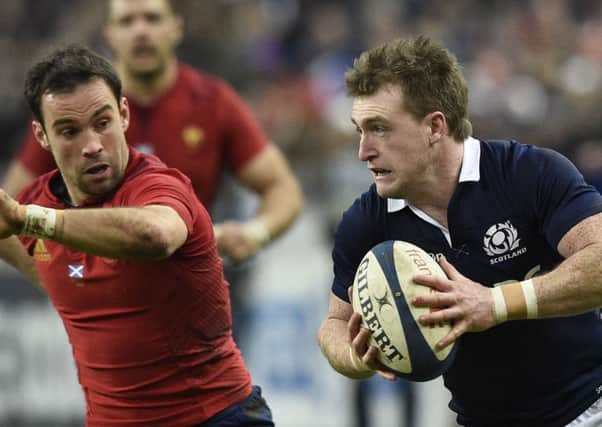 Scotland's fullback Stuart Hogg runs with the ball during the Six Nations international rugby union match between France and Scotland. Picture: Getty