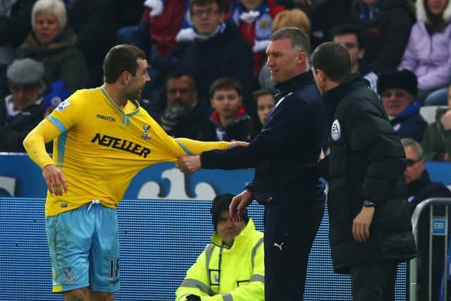 Leicester boss Nigel Pearsons touchline flashpoint with James McArthur on Saturday. Picture: Getty
