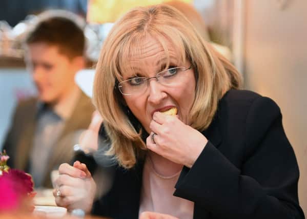 Margaret Curran grabs a bite to eat during a visit to Rutherglen. Picture: Getty