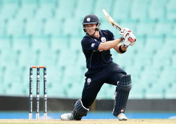 Richie Berrington plays a shot during Scotland's warm-up match with the West Indies. Picture: Getty