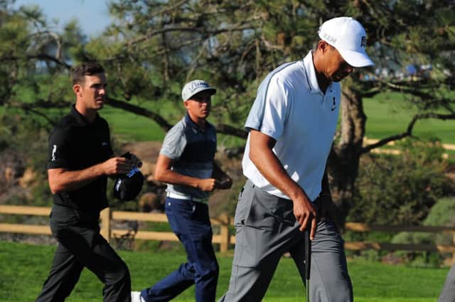 Tiger Woods departs after withdrawing from the Farmers Insurance Open last week. Picture: Getty