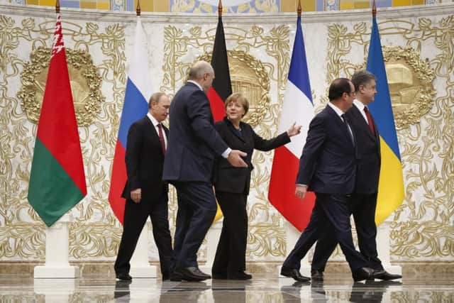Leaders of Russia, Ukraine, France and Germany were in Belarus for peace talks. Picture: AP