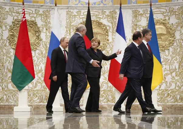 Leaders of Russia, Ukraine, France and Germany were in Belarus for peace talks. Picture: AP