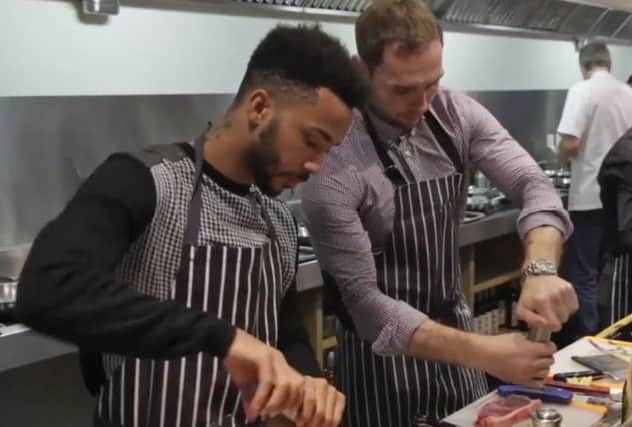 Shay Logan and Russell Anderson get their steak on. Picture: Contributed