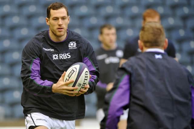 Winger Tim Visser during yesterdays Scotland run-out at Murrayfield. Photograph: Ian Rutherford