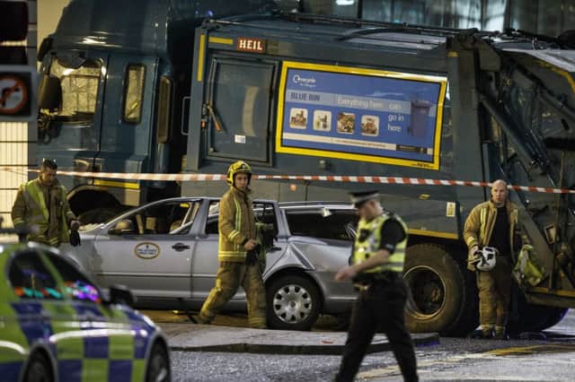 The scene of tragedy after the bin lorry crashed in George Square. Picture: Robert Perry