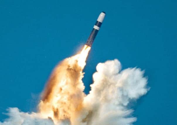 A Trident missile is fired from a nuclear submarine. Picture: Getty