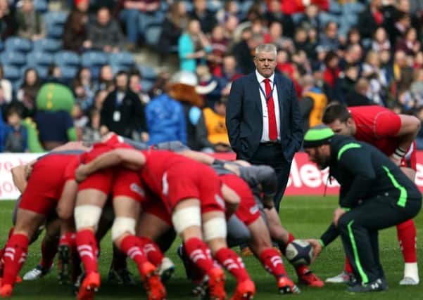 Warren Gatland looks on as Wales prepare for their Six Nations clash with Scotland. Picture: AP
