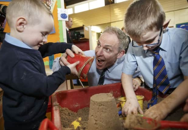 Jim Murphy at a Nurture Class at Sandaig Primary School, Barlanark, Glasgow yesterday. Picture: Robert Perry