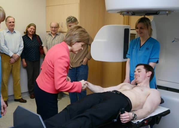 Nicola Sturgeon meets paitents in Aberdeen yesterday. Picture: Hemedia