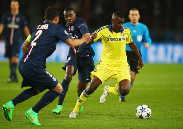 Ramires of Chelsea takes on Thiago Silva and Blaise Matuidi of Paris Saint-Germain. Picture: Getty