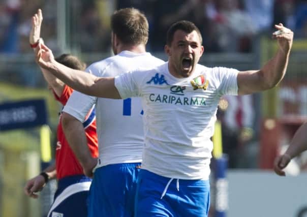 Simone Favaro celebrates a win for Italy. Picture: SNS