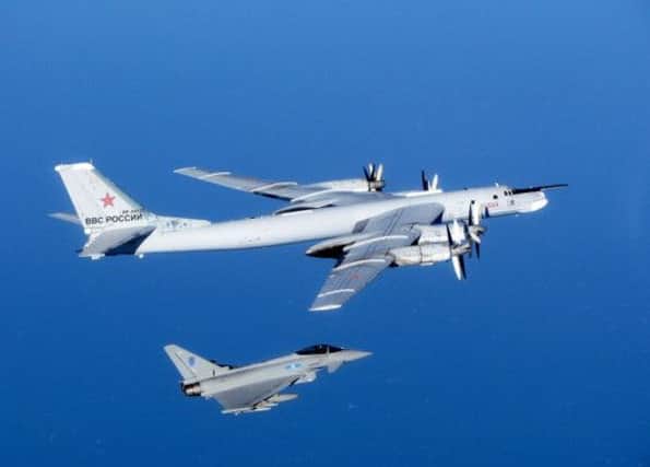 RAF jets were launched to shadow giant Russian Bear bombers off the south coast of England. Picture: RAF
