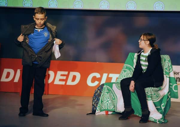 Scots pupils take part in anti-sectarian play called Divided City. Picture: TSPL