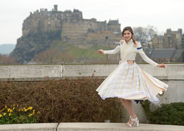 Rose Gleedale models a Bryony Strange design at the Museum of Scotland. Picture: Phil Wilkinson