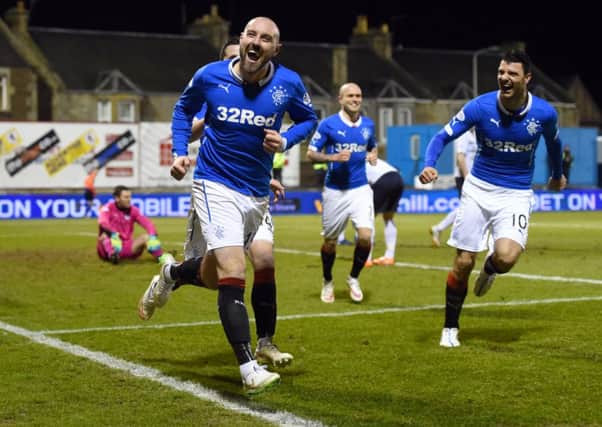 Kris Boyd wheels away after putting Rangers 2-0 up. Picture: SNS