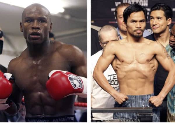Floyd Mayweather Jr., left, and Manny Pacquiao, who will go toe-to-toe in May. Picture: AP