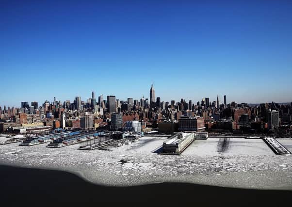 Ice floes on the Hudson River in New York. Picture: Getty