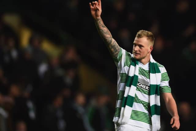 John Guidetti celebrates Celtic's draw with Inter - but could he agree a move to Marseille? Picture: Getty