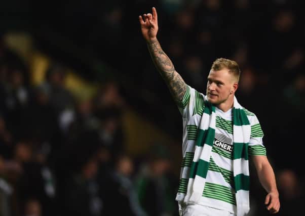 John Guidetti celebrates Celtic's draw with Inter - but could he agree a move to Marseille? Picture: Getty