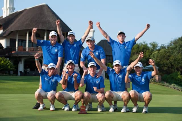 The winning Scotland team celebrate their success at the Leopard trophy. Picture: Roger Sedres
