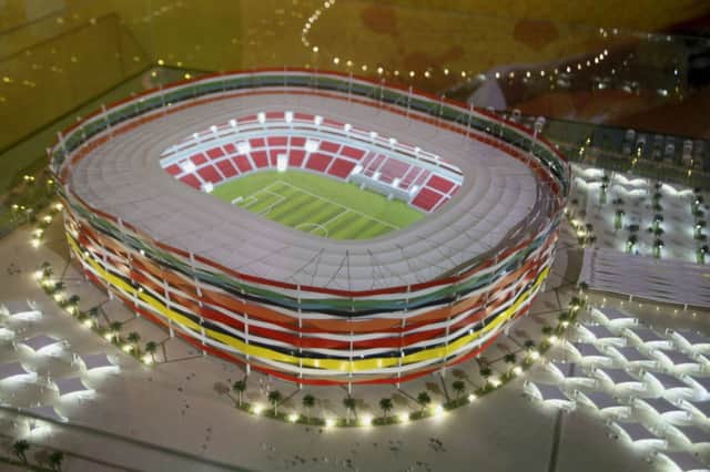 A model of Qatar's Al-Gharafa stadium. Picture: AP