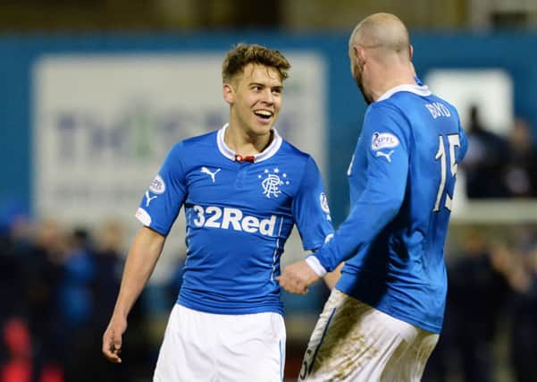 Andy Murdoch celebrates his goal against Raith Rovers with Kris Boyd. Picture: SNS