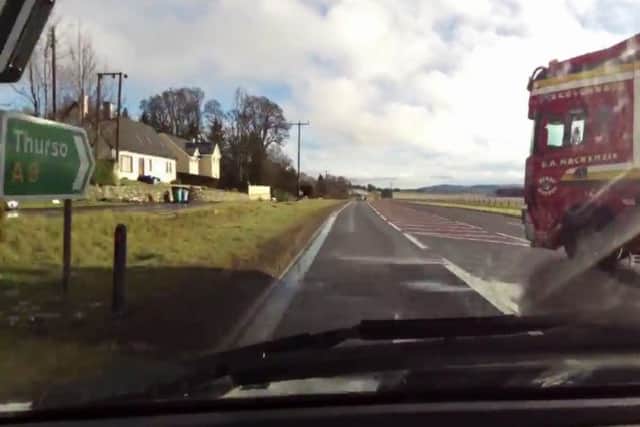 The truck pulls out on to the A9. Picture: YouTube