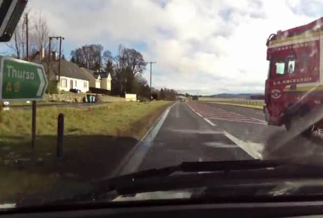 The truck pulls out on to the A9. Picture: YouTube