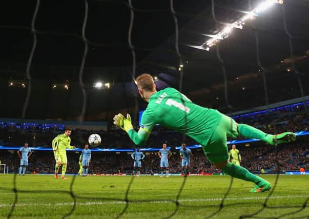 Joe Hart saves Lionel Messi's penalty. Picture: Getty