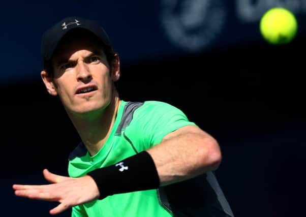 Andy Murray eyes the ball before returning to Joao Sousa. Picture: Getty
