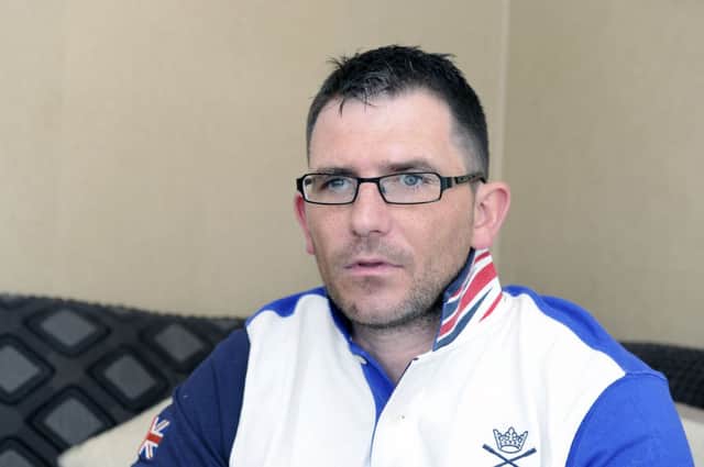 Ex-soldier Richard Monteith wearing the shirt that got him kicked out of a Falkirk pub. Picture: Michael Gillen