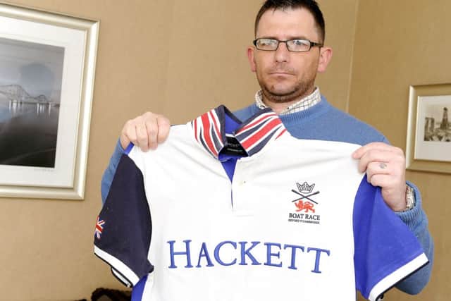 Richard Monteith with the Hackett polo shirt. Picture: Michael Gillen