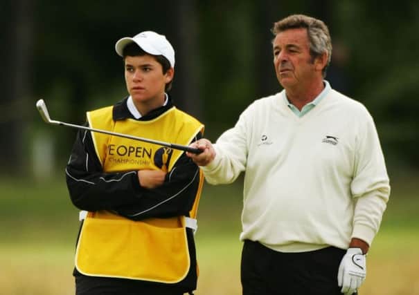 Sean Jacklin, right, was his fathers caddie in the Open at Carnoustie in 2007. Picture: Getty