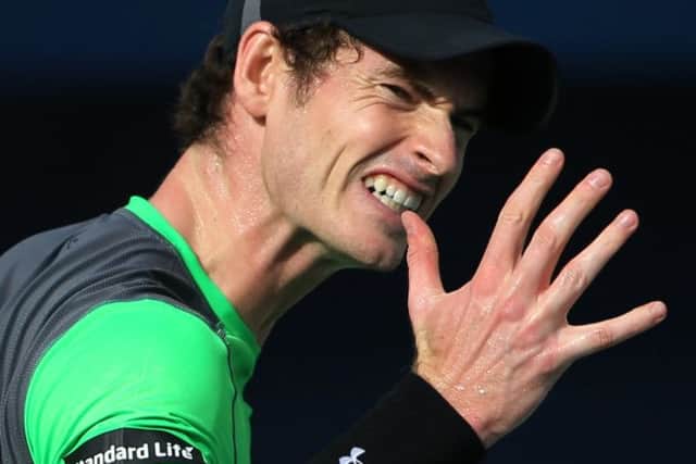 Andy Murray yells his frustration as he proves to have no answers to Borna Coric. Picture: AP