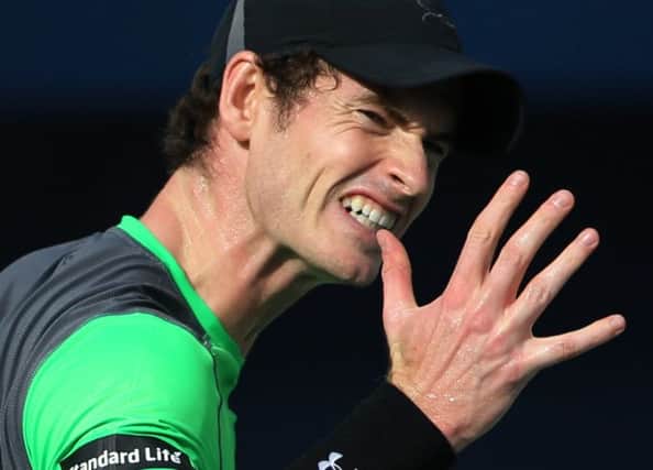 Andy Murray yells his frustration as he proves to have no answers to Borna Coric. Picture: AP