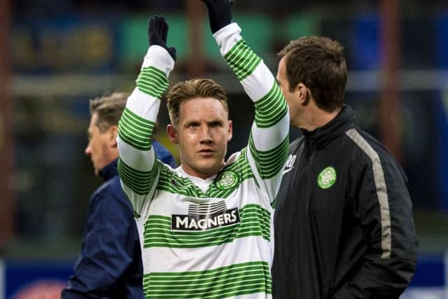 Kris Commons salutes the Celtic fans at the end of Thursdays Europa League tie. Picture: SNS