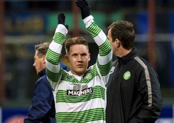 Kris Commons salutes the Celtic fans at the end of Thursdays Europa League tie. Picture: SNS