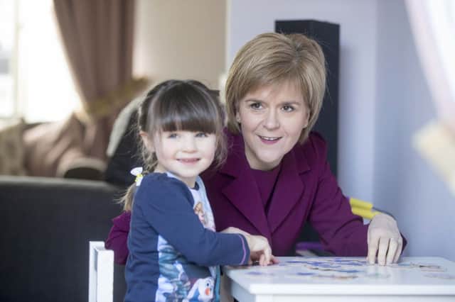 Nicola Sturgeon visits Erica Deacons whose parents are firsttime buyers in Alloa. Picture: Jshpix.co