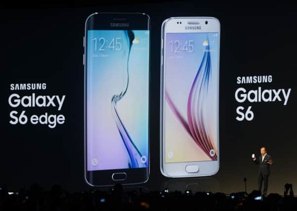 CEO and President of Samsung JK Shin presents the new Samsung Galaxy S6. Picture: Getty