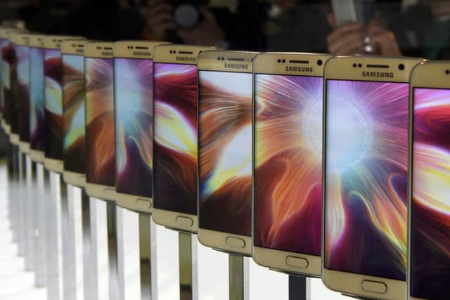 The Samsung Galaxy S6 is presented during the 2015 Mobile World Congress in Barcelona. Picture: Getty